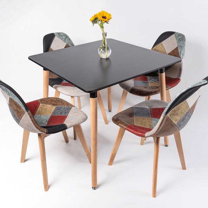 Comedor Davinci (Mesa Cuadrada negra + 4 sillas Davinci) 2