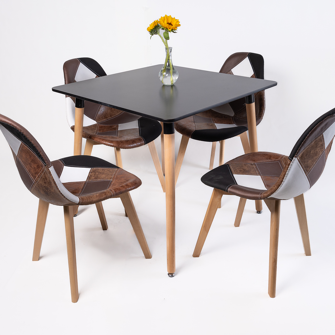 Comedor Davinci (Mesa Cuadrada negra + 4 sillas Davinci) 3