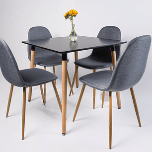 Comedor Atenas (Mesa cuadrada 80x80 + 4 Silla Scoop)