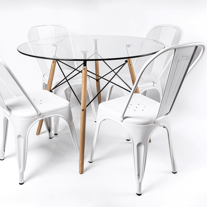 Comedor Brasil (Mesa Redonda Vidrio + Sillas Tolix) 7