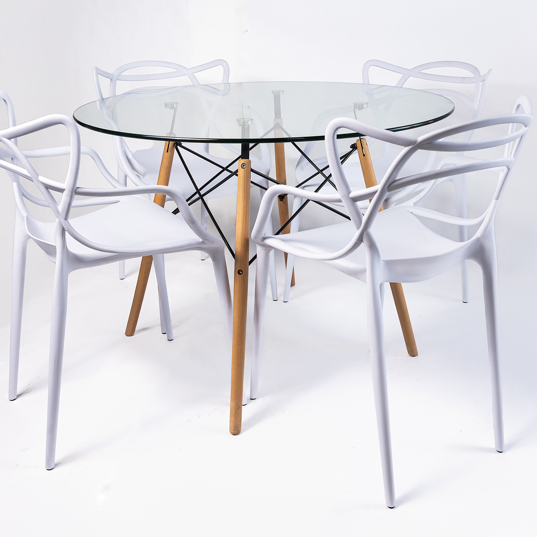 Comedor Master (Mesa Redonda Vidrio + 4 Sillas Master) 1