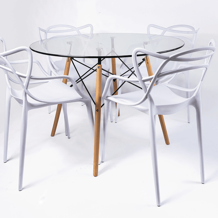 Comedor Master (Mesa Redonda Vidrio + 4 Sillas Master) 1