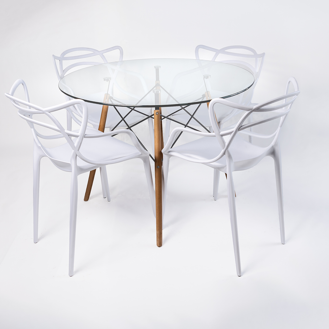 Comedor Master (Mesa Redonda Vidrio + 4 Sillas Master) 2