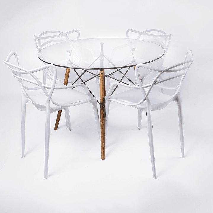 Comedor Master (Mesa Redonda Vidrio + 4 Sillas Master) 2