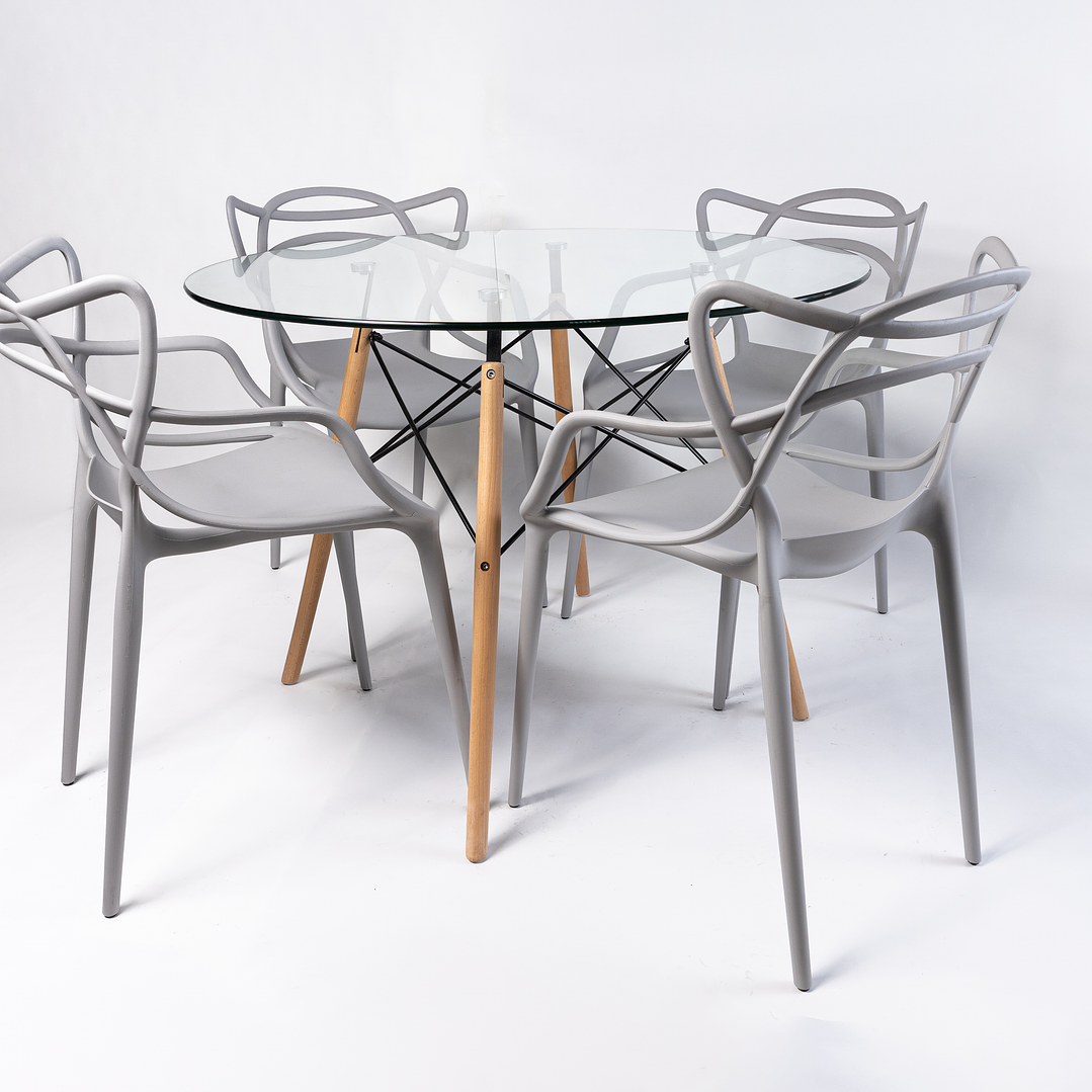 Comedor Master (Mesa Redonda Vidrio + 4 Sillas Master) 5