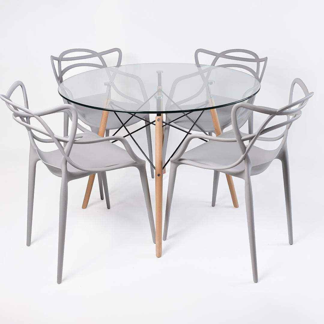 Comedor Master (Mesa Redonda Vidrio + 4 Sillas Master) 6