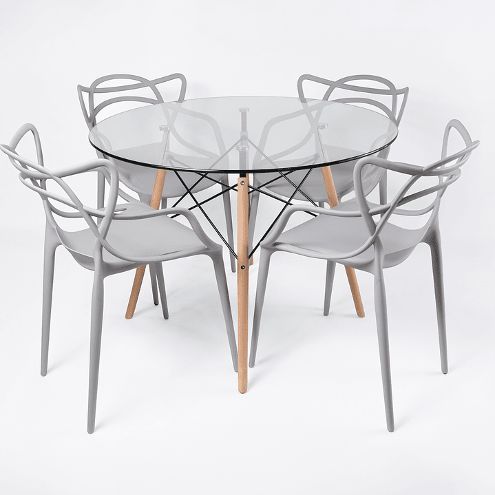 Comedor Master (Mesa Redonda Vidrio + 4 Sillas Master) 6
