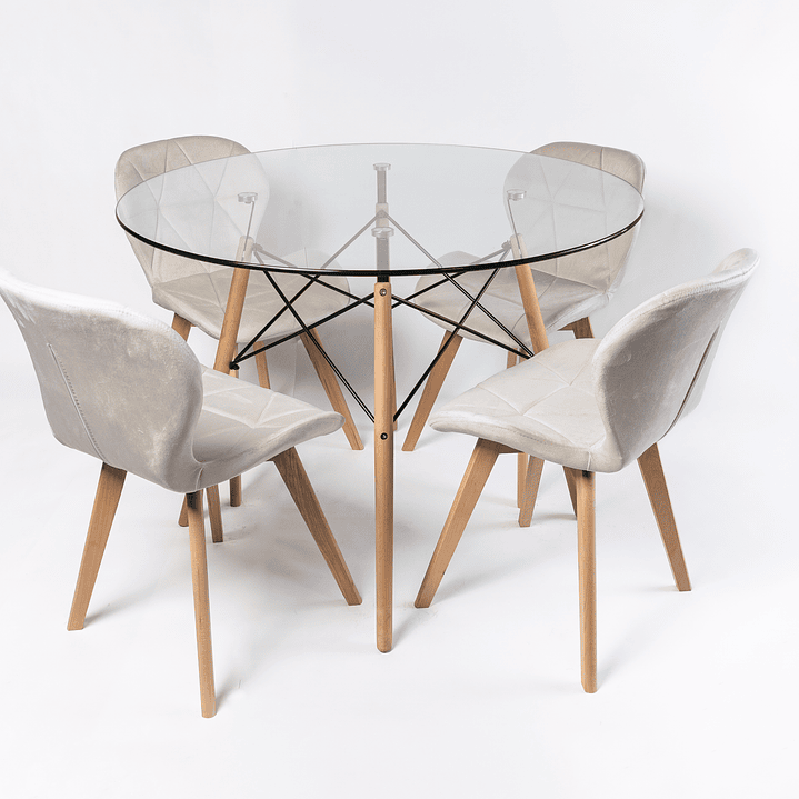 Comedor Patagonia (Mesa Eames Vidrio + Silla radar Velvet) 1