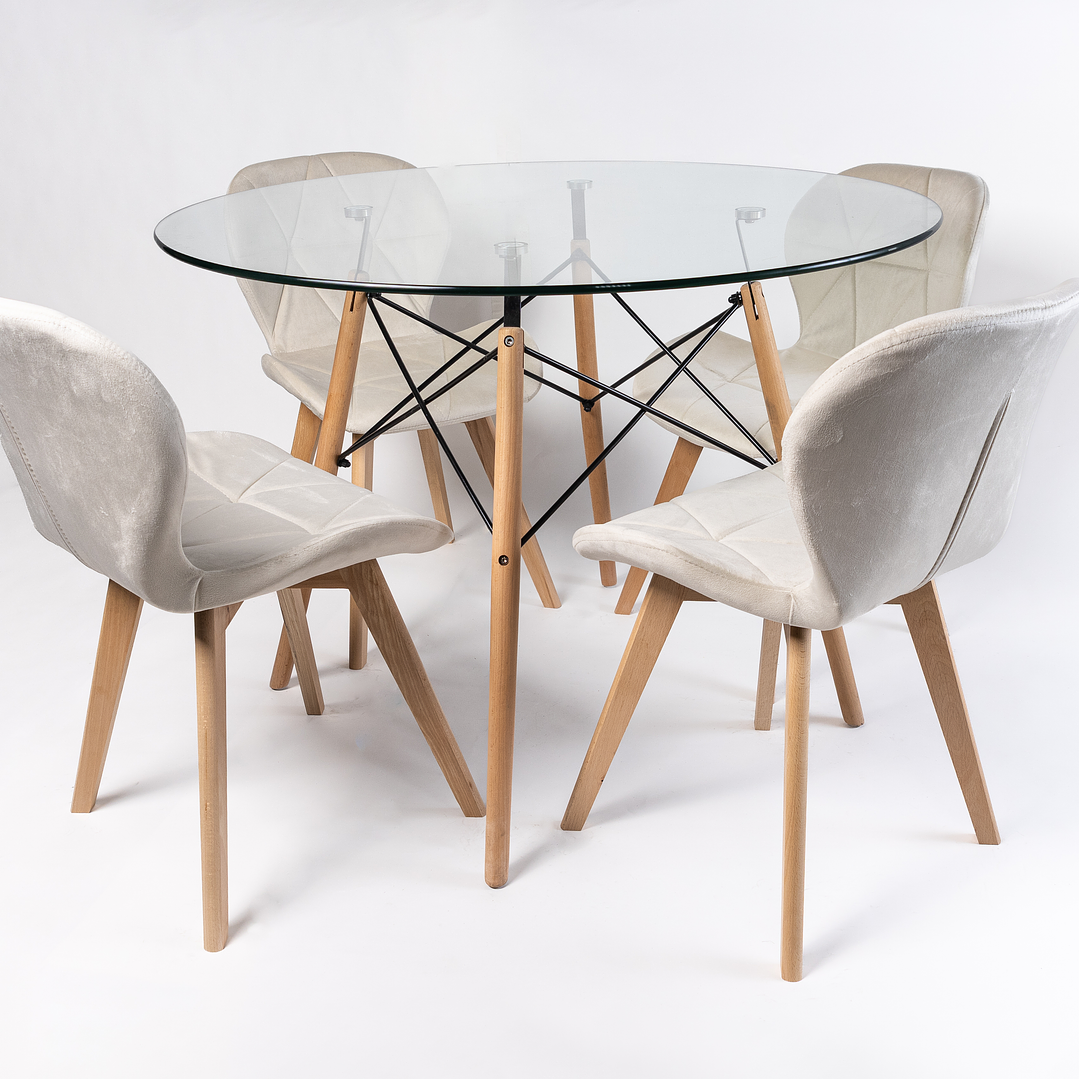 Comedor Patagonia (Mesa Eames Vidrio + Silla radar Velvet) 2