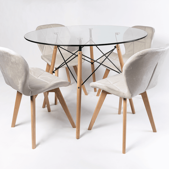 Comedor Patagonia (Mesa Eames Vidrio + Silla radar Velvet) 2