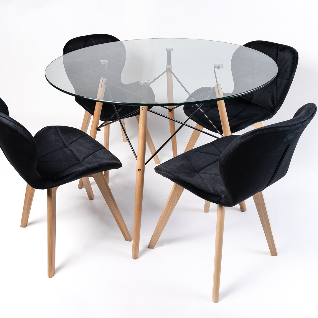 Comedor Patagonia (Mesa Eames Vidrio + Silla radar Velvet) 3