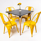 Comedor Rayo (Mesa cuadrada negra + 4 Sillas tolix amarillas) - Miniatura 1
