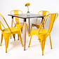 Comedor Rayo (Mesa cuadrada negra + 4 Sillas tolix amarillas) - Miniatura 2