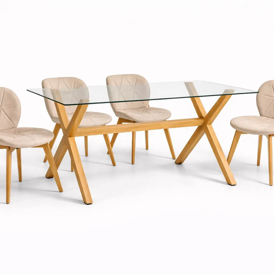 Comedor Madagascar (Mesa Vidrio 140x90 + Silla Radar Velvet) 2