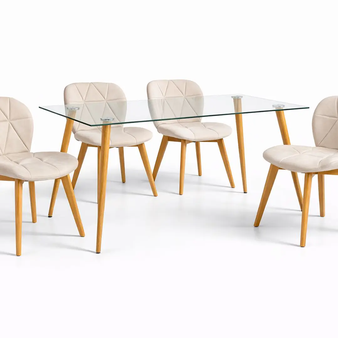 Comedor Tanzania (Silla Radar Velvet + Mesa Vidrio 120x80) 2