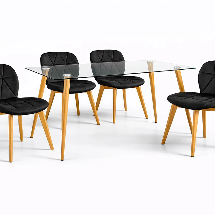 Comedor Tanzania (Silla Radar Velvet + Mesa Vidrio 120x80) 1