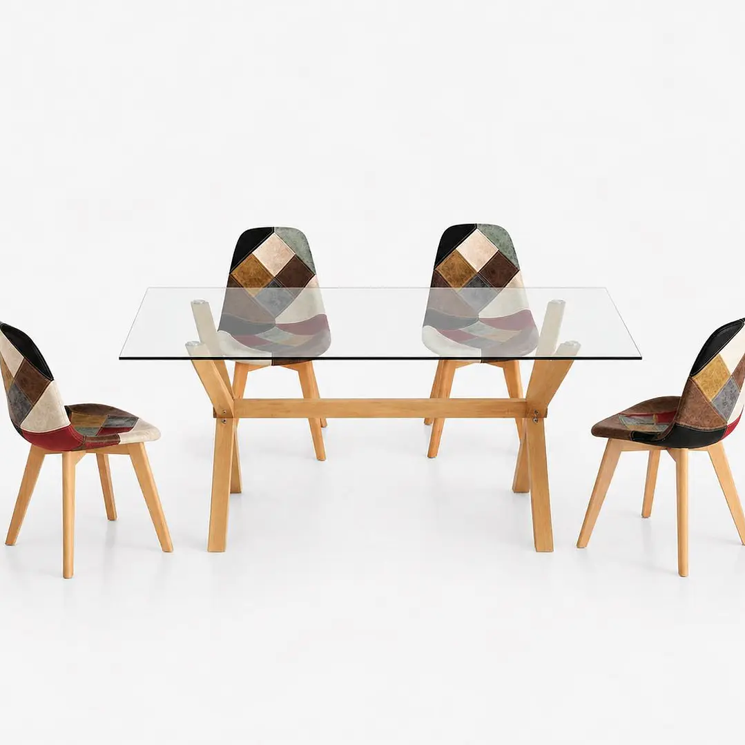 Comedor Megumi (Mesa rectangular vidrio 140x90 + Silla Da Vinci) 1