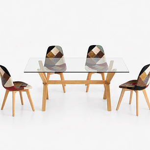 Comedor Megumi (Mesa rectangular vidrio 140x90 + Silla Da Vinci)