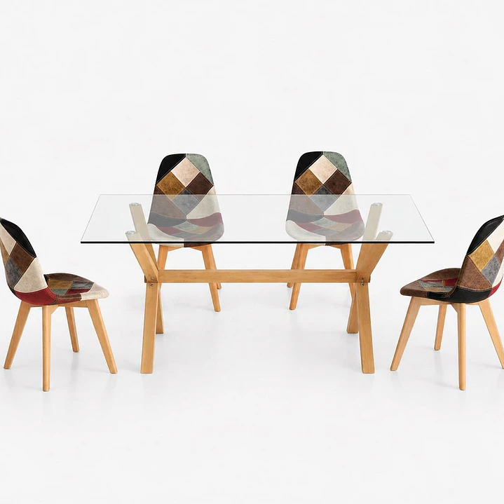 Comedor Megumi (Mesa rectangular vidrio 140x90 + Silla Da Vinci) 1