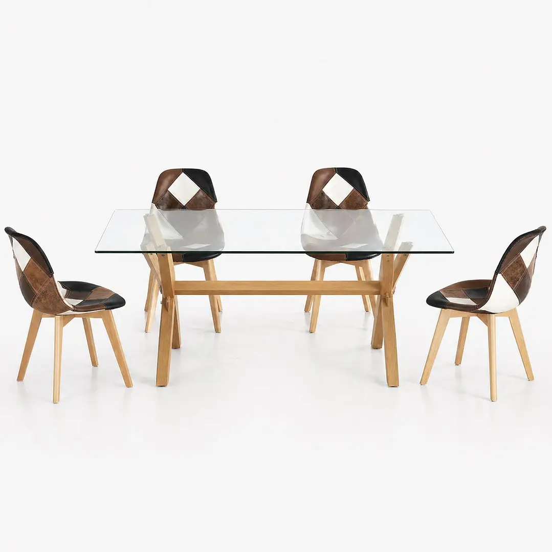 Comedor Megumi (Mesa rectangular vidrio 140x90 + Silla Da Vinci) 2