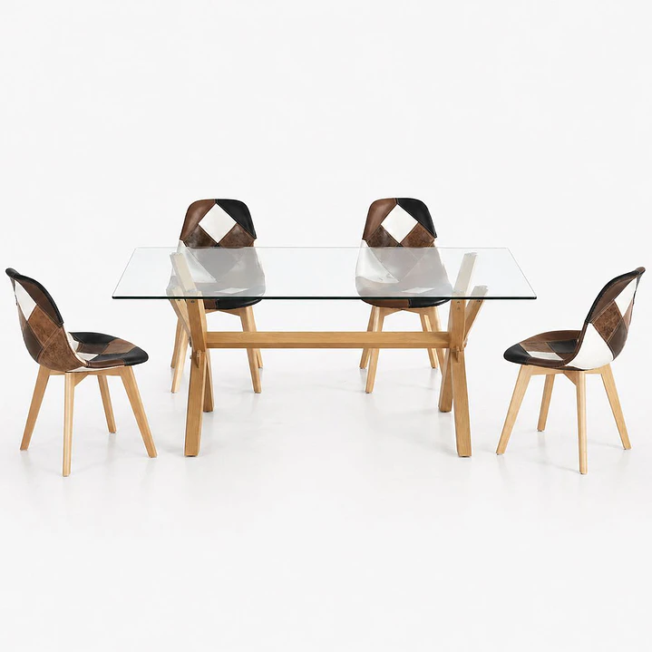 Comedor Megumi (Mesa rectangular vidrio 140x90 + Silla Da Vinci) 2