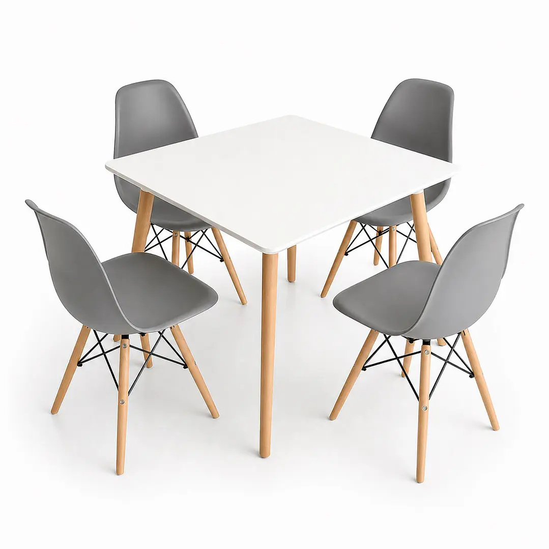 Comedor Honduras (Mesa melamina cuadrada blanca+ 4 sillas eames) 3