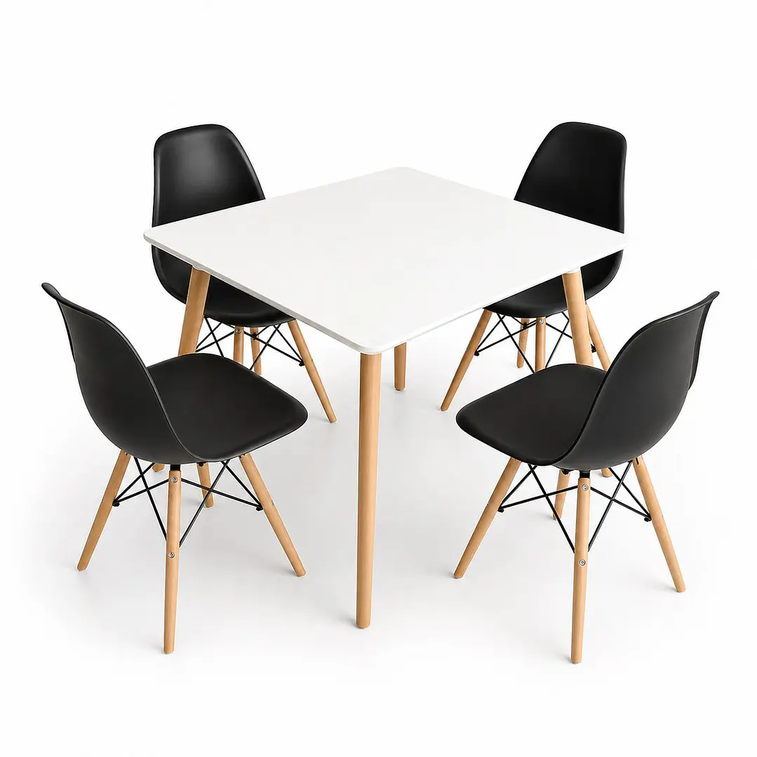 Comedor Honduras (Mesa melamina cuadrada blanca+ 4 sillas eames) 2