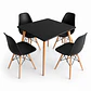 Comedor Indonesia (Mesa melamina cuadrada negra 80x80 + 4 Sillas eames) - Miniatura 1