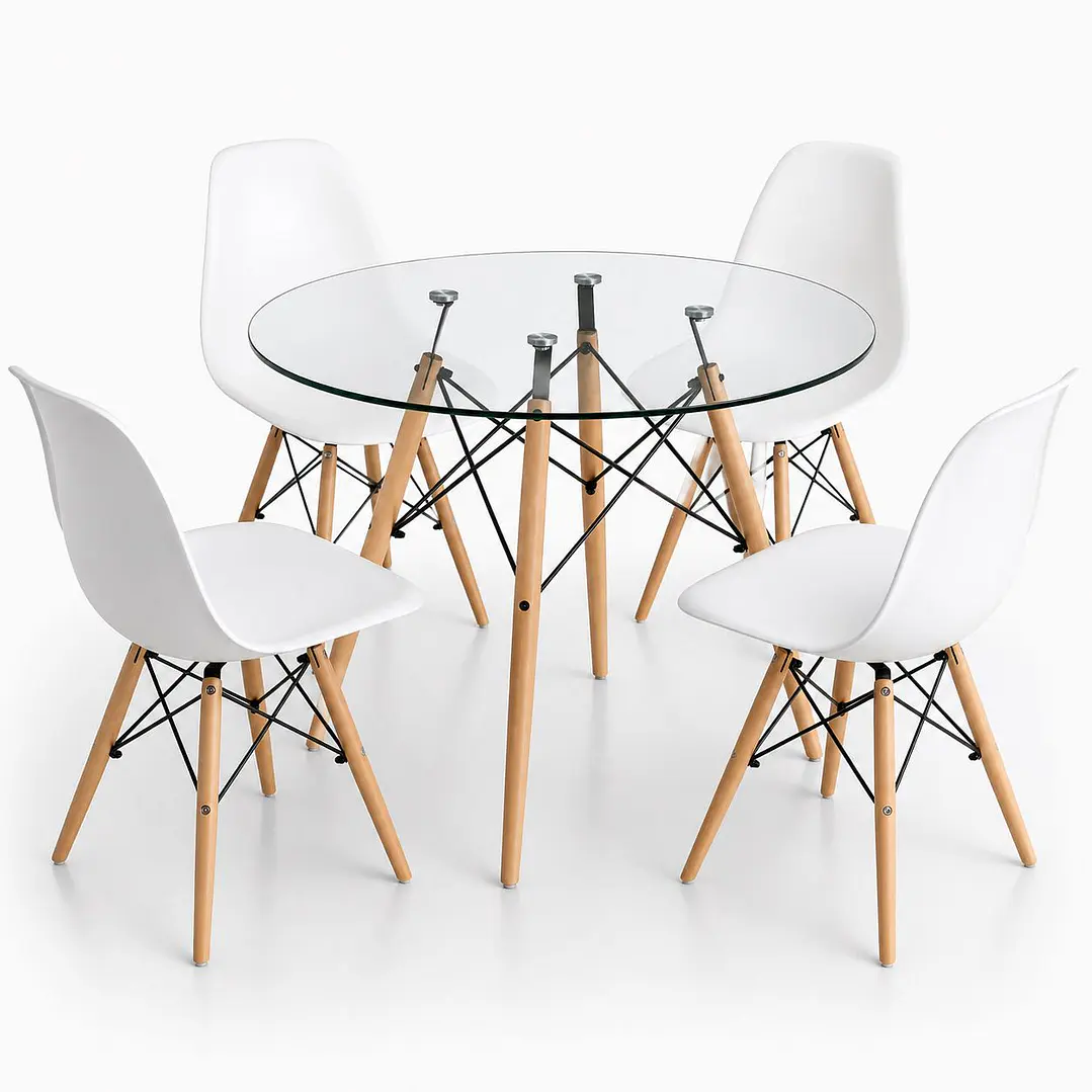 Comedor Argentina (Mesa Redonda Vidrio + Silla Eames) 2