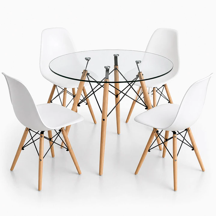 Comedor Argentina (Mesa Redonda Vidrio + Silla Eames) 2