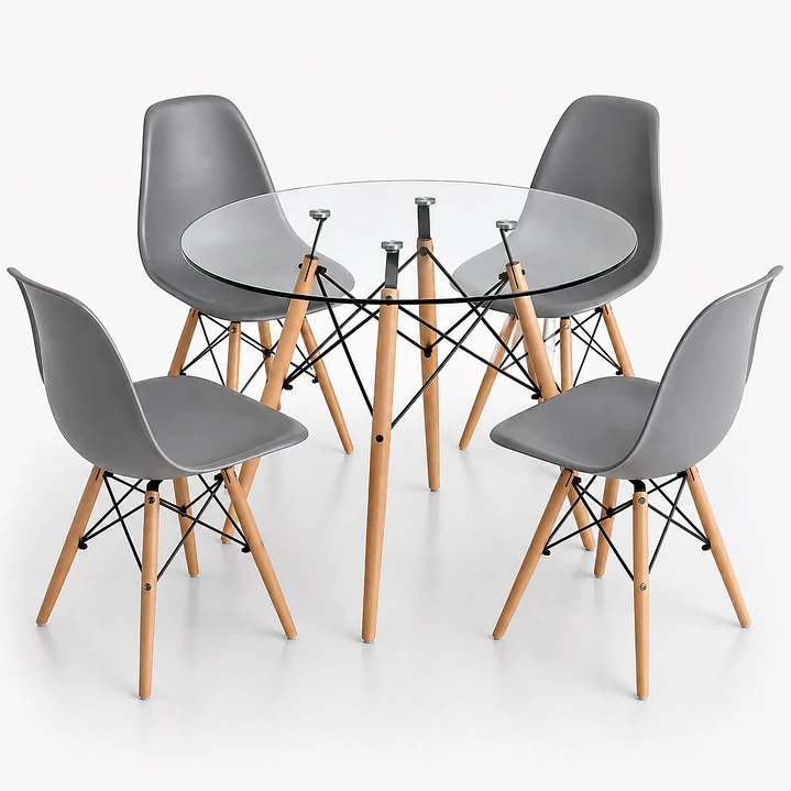 Comedor Argentina (Mesa Redonda Vidrio + Silla Eames) 3