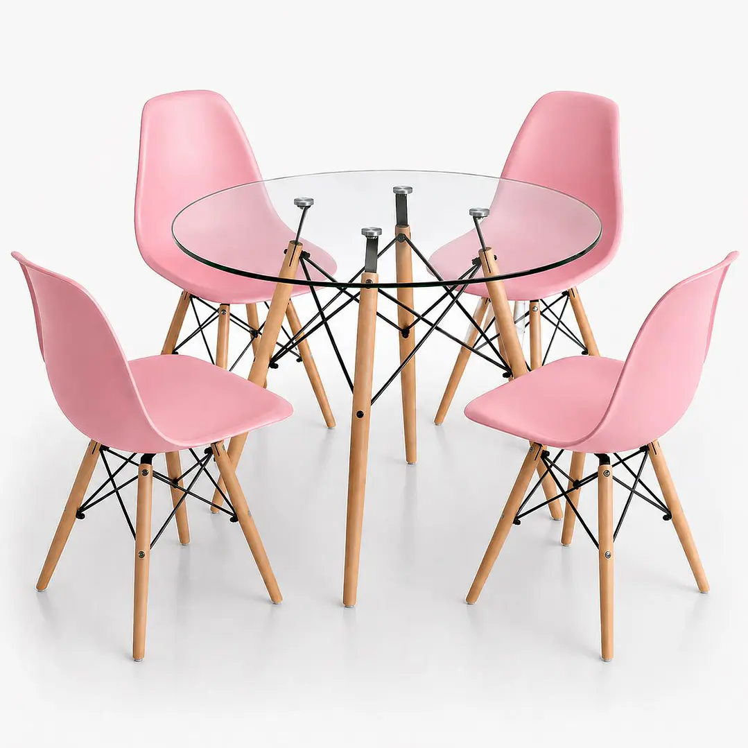 Comedor Argentina (Mesa Redonda Vidrio + Silla Eames) 4