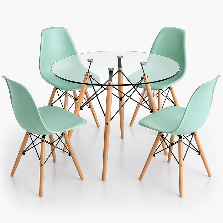 Comedor Argentina (Mesa Redonda Vidrio + Silla Eames) 6