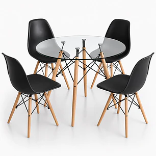 Comedor Argentina (Mesa Redonda Vidrio + Silla Eames)