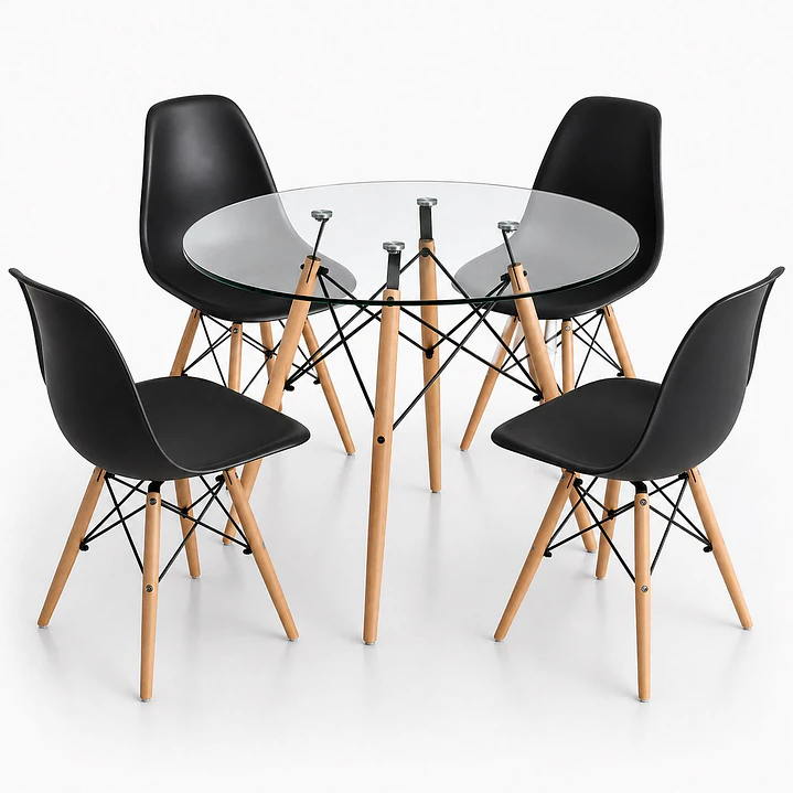 Comedor Argentina (Mesa Redonda Vidrio + Silla Eames) 1