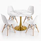 Comedor Suiza (Mesa Tulip Mármol + 4 Sillas Eames Blancas) - Miniatura 1