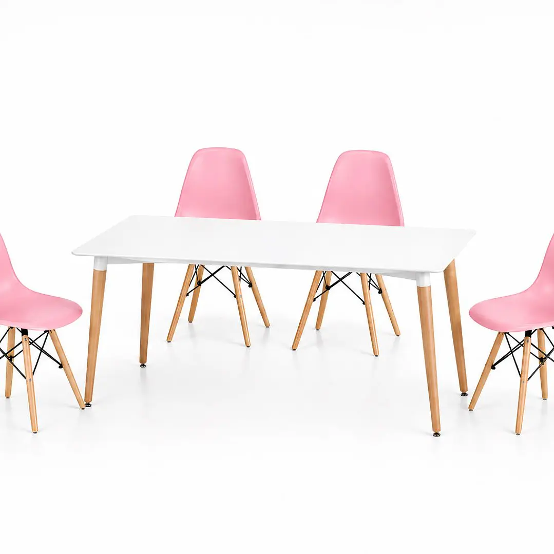 Comedor Ecuador (Mesa Rectangular Melamina Blanca + Sillas Eames) 2
