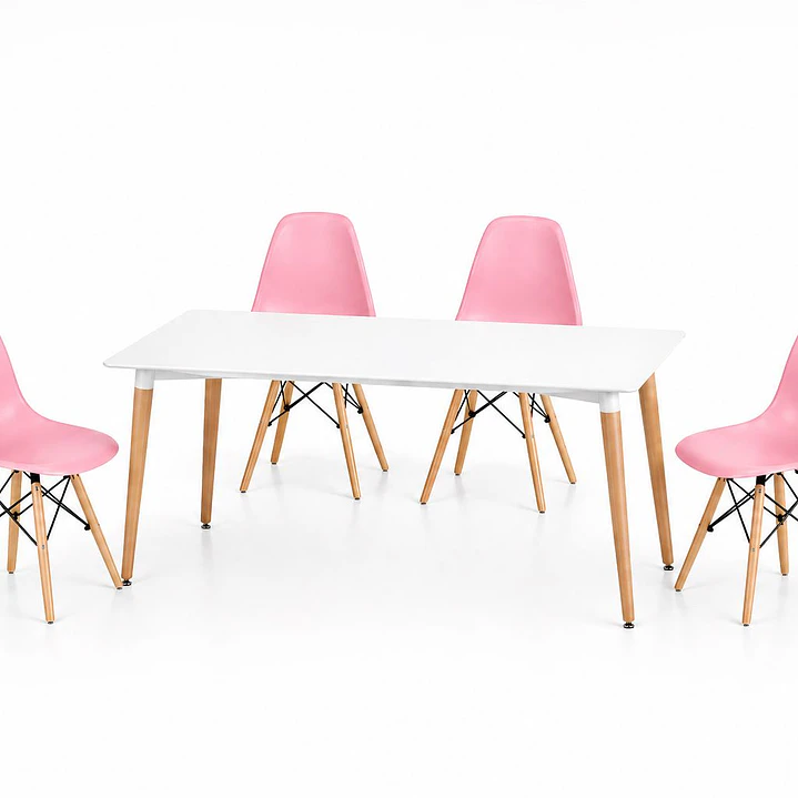 Comedor Ecuador (Mesa Rectangular Melamina Blanca + Sillas Eames) 2