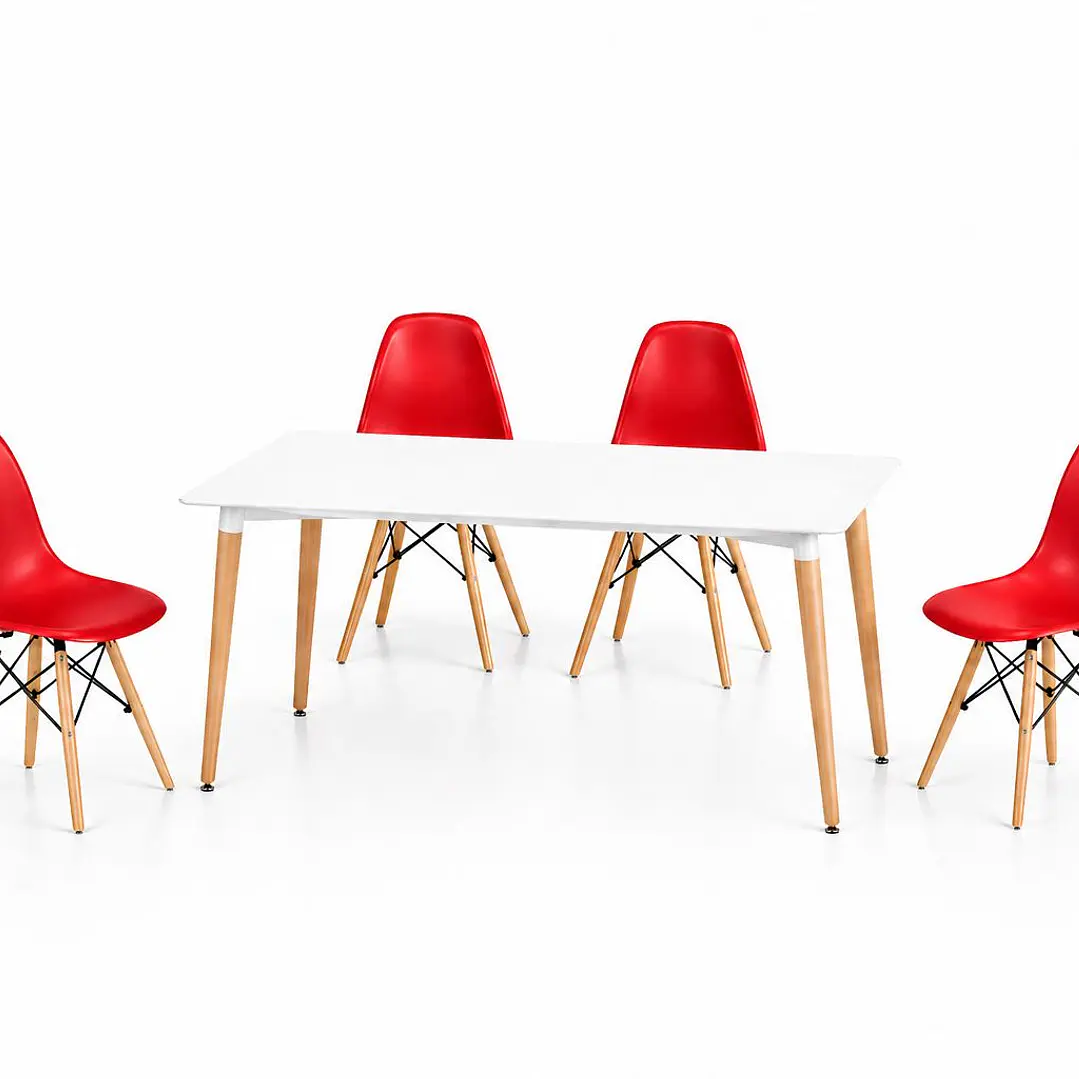 Comedor Ecuador (Mesa Rectangular Melamina Blanca + Sillas Eames) 3