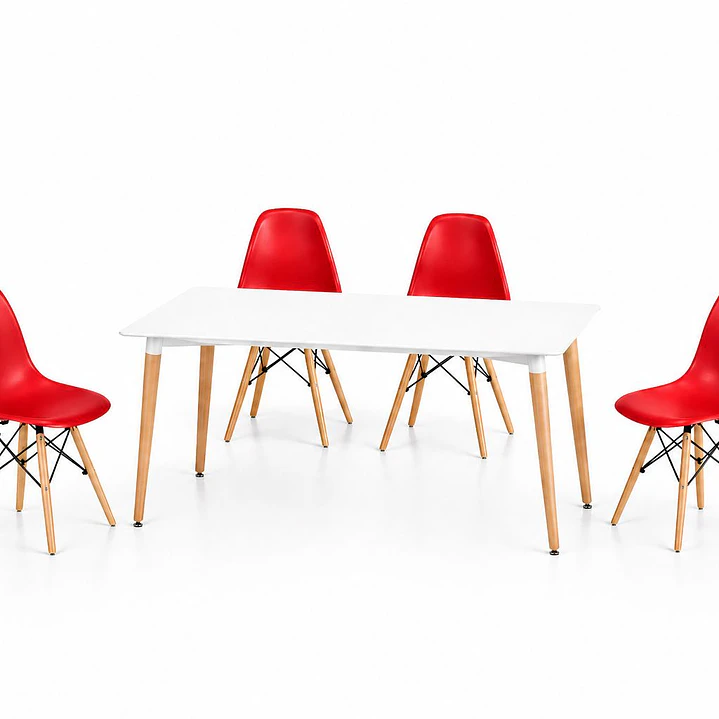Comedor Ecuador (Mesa Rectangular Melamina Blanca + Sillas Eames) 3