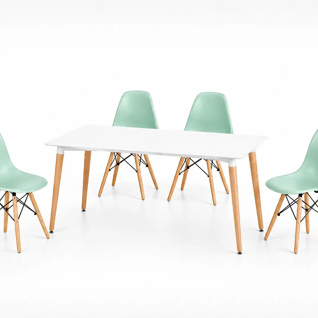 Comedor Ecuador (Mesa Rectangular Melamina Blanca + Sillas Eames) 4