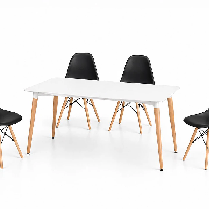 Comedor Ecuador (Mesa Rectangular Melamina Blanca + Sillas Eames) 5
