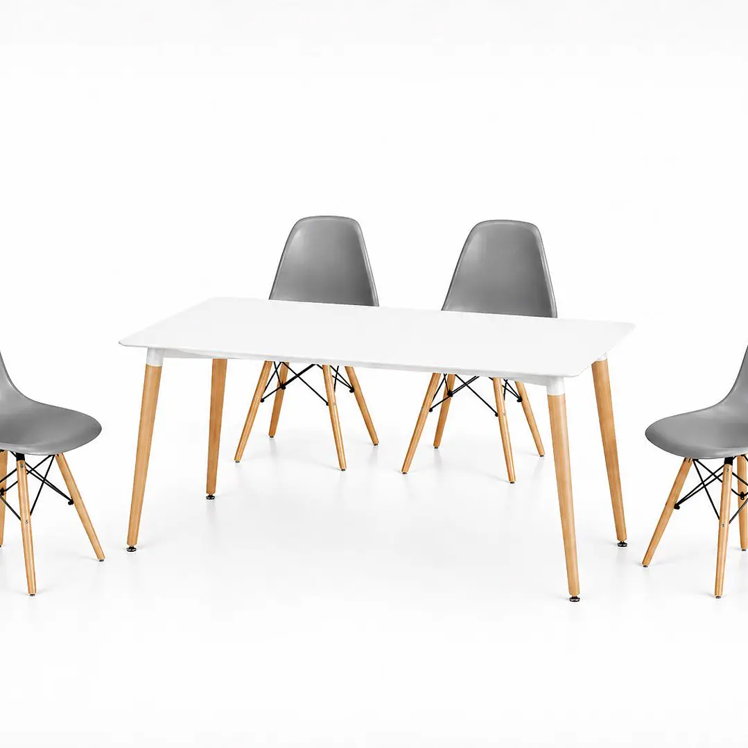 Comedor Ecuador (Mesa Rectangular Melamina Blanca + Sillas Eames) 6