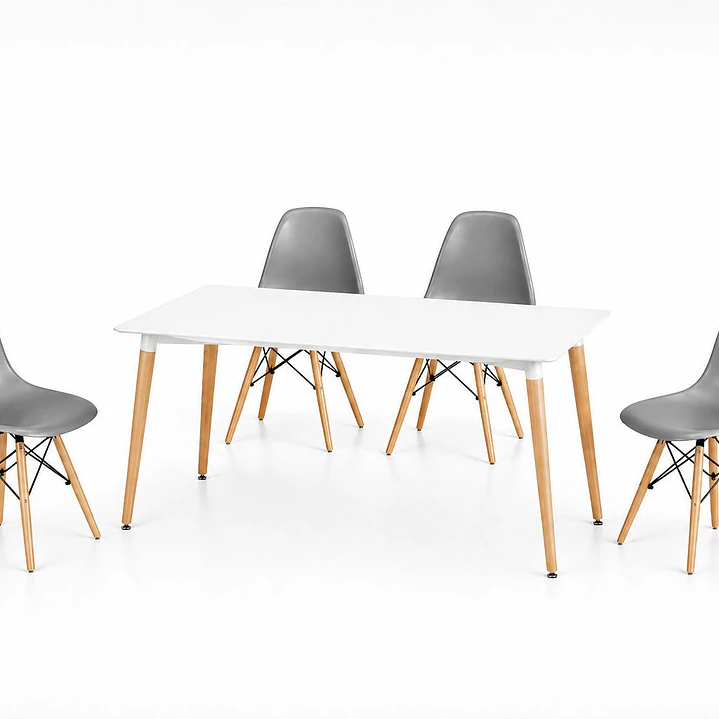 Comedor Ecuador (Mesa Rectangular Melamina Blanca + Sillas Eames) 6