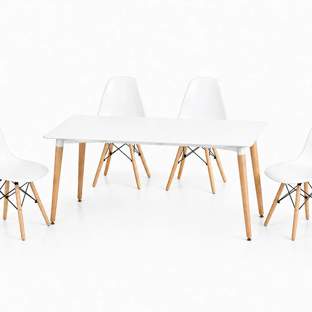 Comedor Ecuador (Mesa Rectangular Melamina Blanca + Sillas Eames) 1