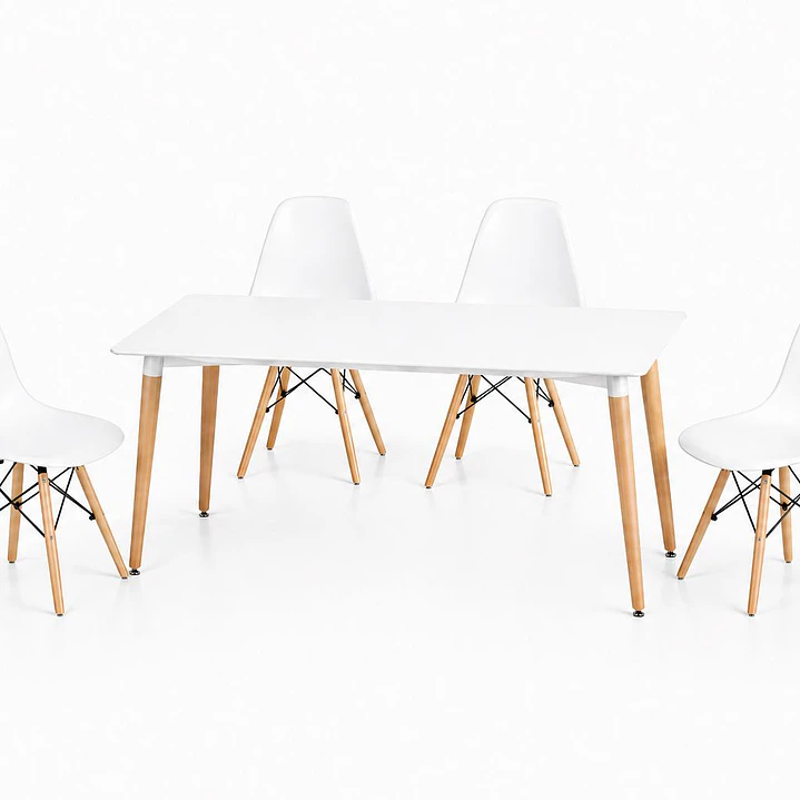 Comedor Ecuador (Mesa Rectangular Melamina Blanca + Sillas Eames) 1