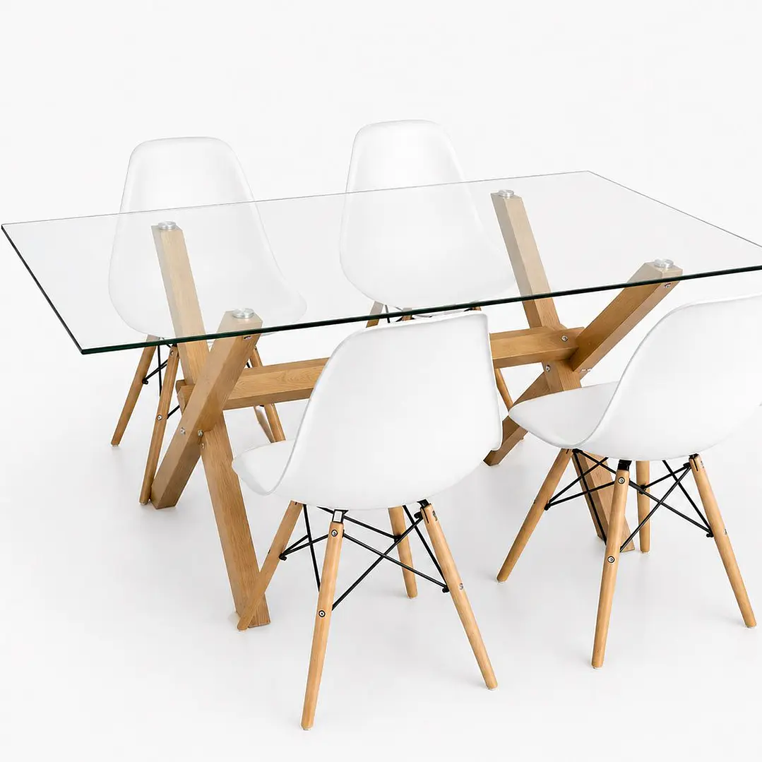 Comedor Francia (Mesa Vidrio 140x90 + Silla Eames)  2