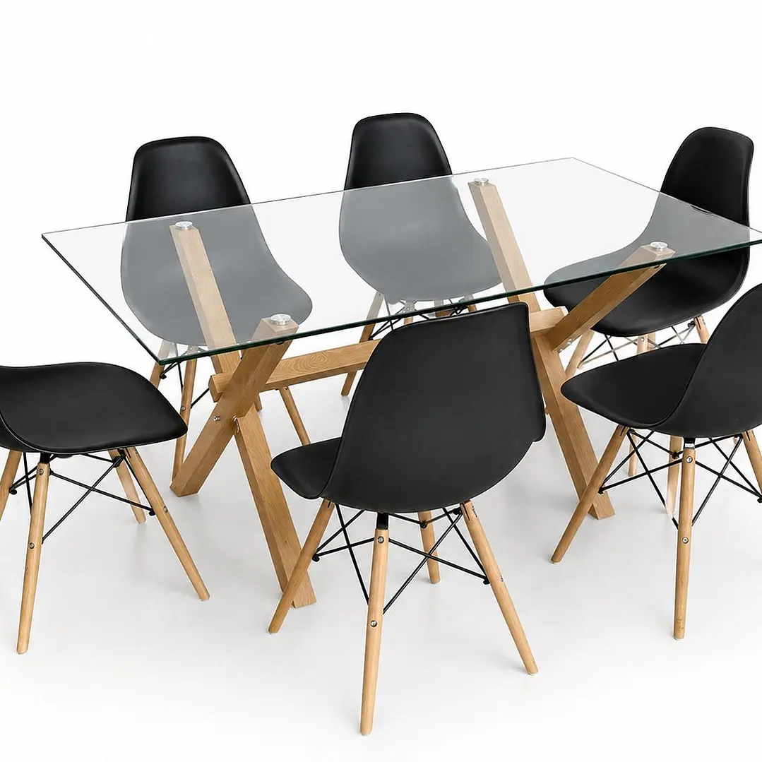 Comedor Francia (Mesa Vidrio 140x90 + Silla Eames)  10