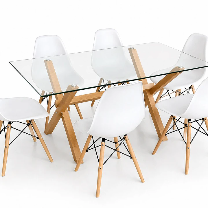 Comedor Francia (Mesa Vidrio 140x90 + Silla Eames)  11