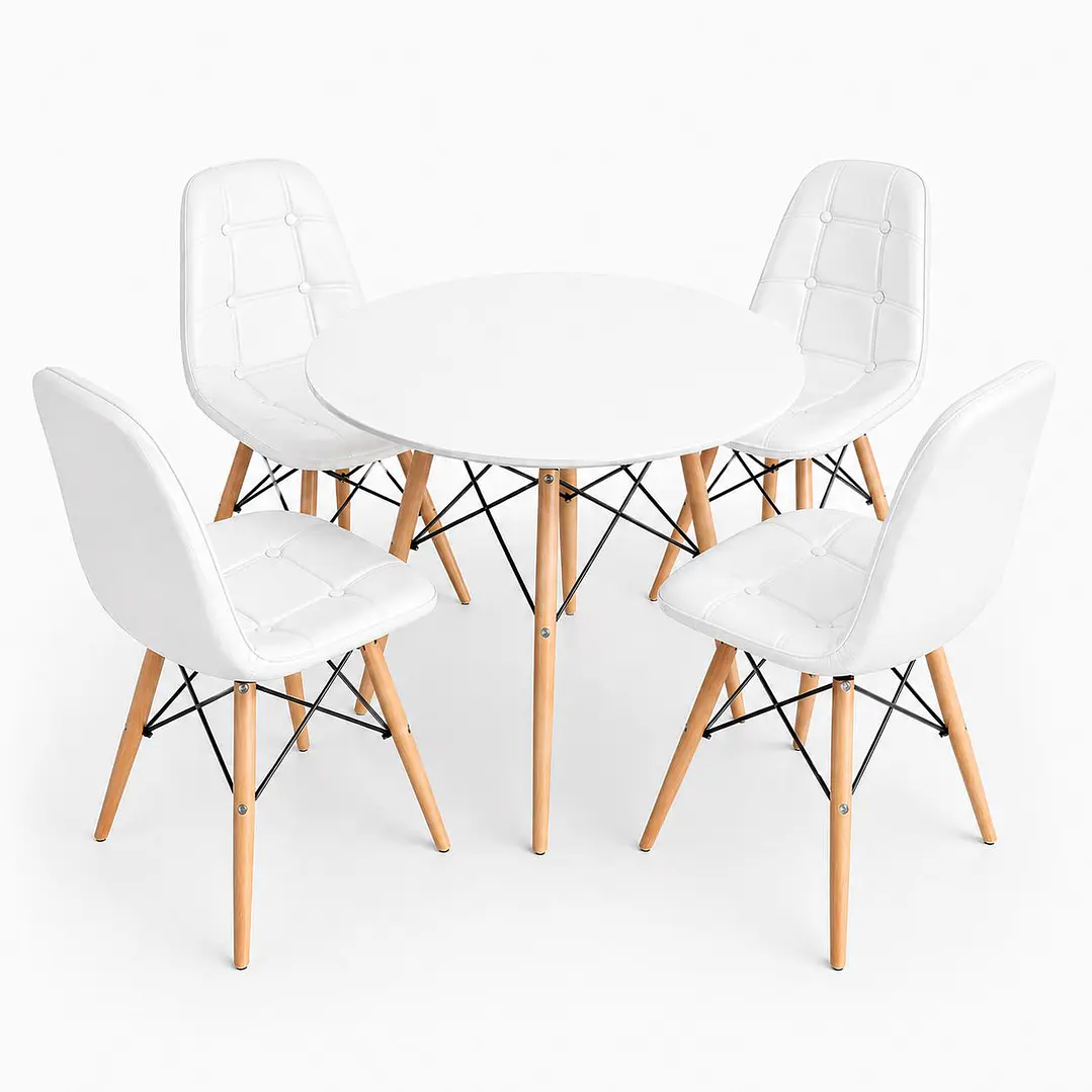 Comedor Serpiente (Mesa Melamina redonda + 4 sillas Buckle) 2